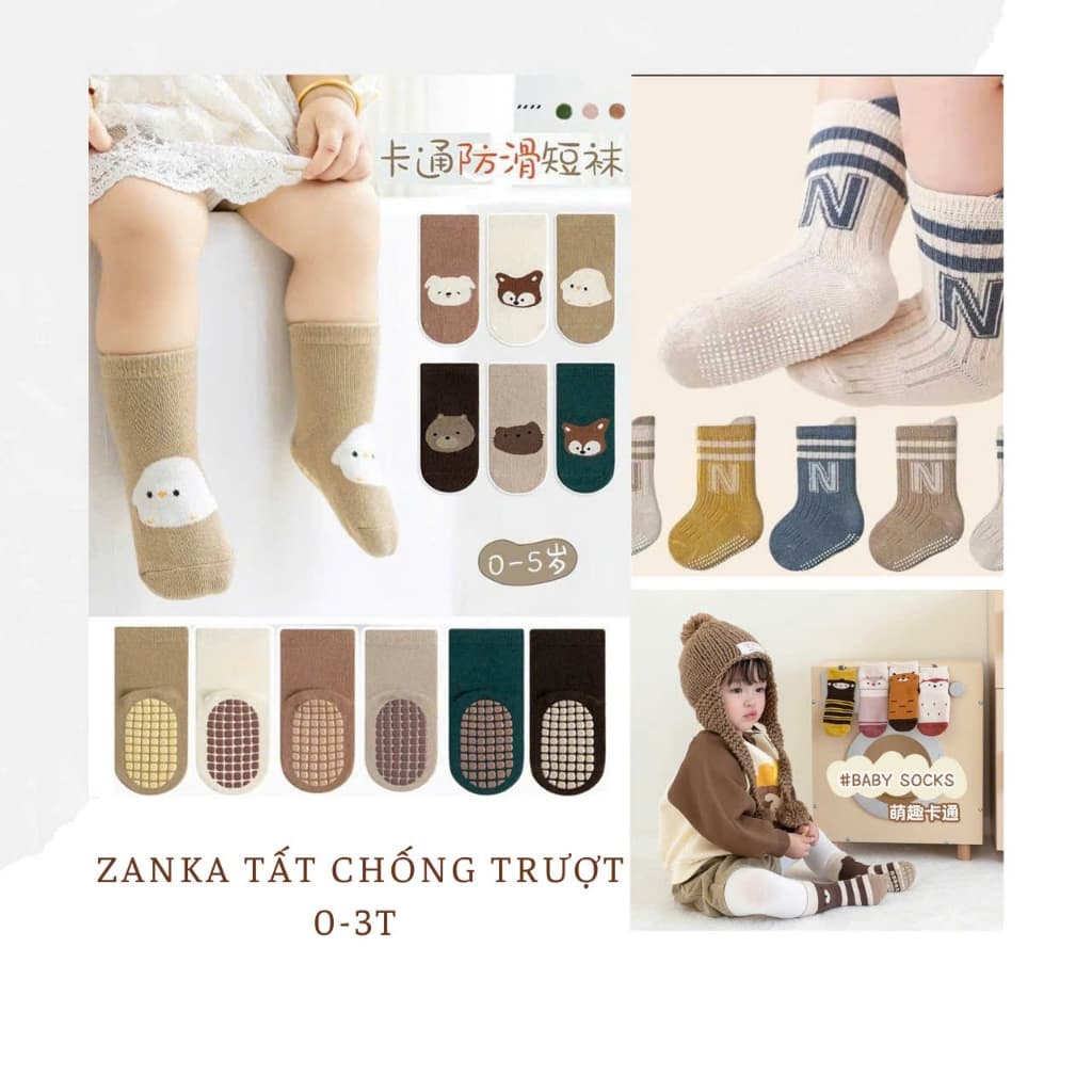 Combo 10 Đôi Tất Vớ Chống Trơn Trượt Nhiều Hình Dễ Thương Cho Bé QM-STORE