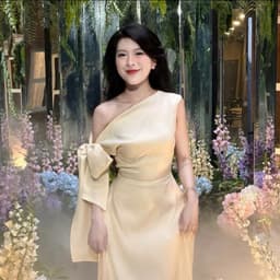 Đầm maxi dáng dài Xukadress váy voan kem lệch vai kèm nơ tôn dáng cho nữ dự tiệc thanh lịch 4