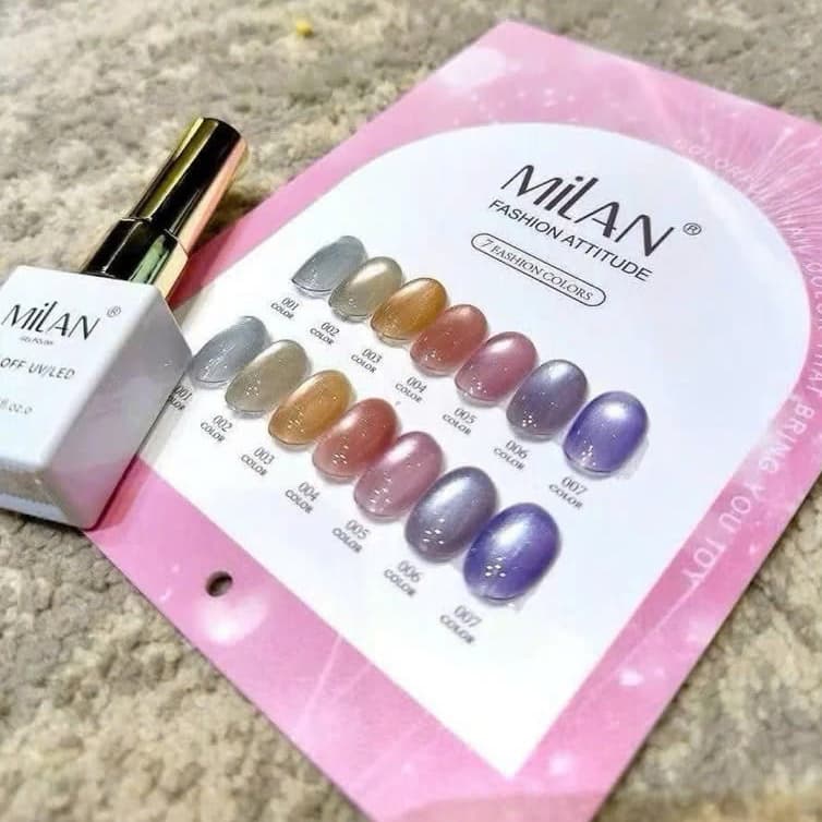 Sét mắt mèo ánh nước 7 chai Milan kèm bảng màu nailbaoan