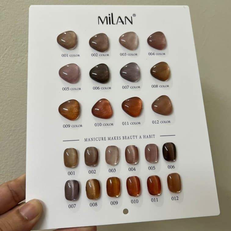 Sét Sơn Gel Mắt Mèo Milan 12 Màu Tặng kèm bảng màu