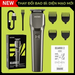 Tông đơ cắt tóc Enchen Beardo 2 tốc độ cao, lưỡi thép không gỉ, tặng 4 cử tạo kiểu - BH 12 tháng 2