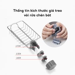 Giá Treo Bồn Rửa Chén Bát Đa Năng JYoohome Kệ Đồ Rửa Chén Inox Không Khoan Vít Giúp Bếp Gọn Gàng 6