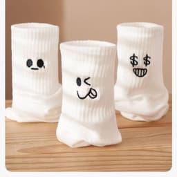 Set 10 đôi tất cổ cao họa tiết thêu mặt cười dễ thương phong cách hiện đại 9