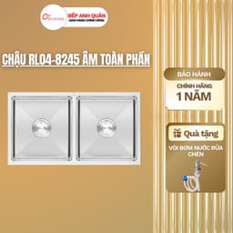 Chậu rửa bát 2 hố Roslerer RL04-8245 âm toàn phần | Chậu 2 hố âm toàn phần | Chậu inox 304 | Đầy đủ phụ kiện 1