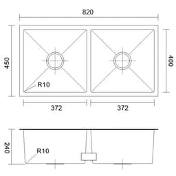 Chậu rửa bát 2 hố Roslerer RL04-8245 âm toàn phần | Chậu 2 hố âm toàn phần | Chậu inox 304 | Đầy đủ phụ kiện 5