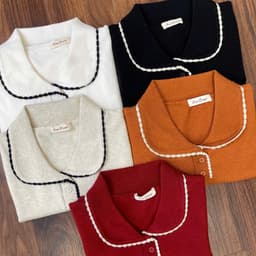 Áo len nữ cổ bè nữ phối viền cổ phong cách Hàn Quốc – Áo dệt kim nữ form ôm xinh xắn cao cấp M614 6