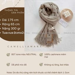 Khăn choàng cổ trơn Different tone màu Neutral chất Cashmere dạ. Khăn choàng tua rua đa năng ấm áp phong cách Hàn Quốc 5