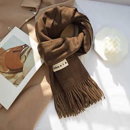 Khăn choàng cổ trơn Different tone màu Neutral chất Cashmere dạ. Khăn choàng tua rua đa năng ấm áp phong cách Hàn Quốc 8