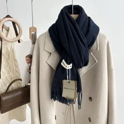 Khăn choàng cổ trơn Different tone màu Neutral chất Cashmere dạ. Khăn choàng tua rua đa năng ấm áp phong cách Hàn Quốc 9