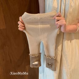 "Sữa SET BỘ 2 CHI TIẾT Áo Cardigan Len Họa Tiết Nấm & Quần Legging Len Giữ Ấm Phong Cách Vintage Cho Bé" 4