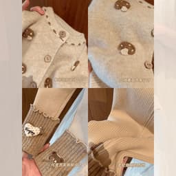 "Sữa SET BỘ 2 CHI TIẾT Áo Cardigan Len Họa Tiết Nấm & Quần Legging Len Giữ Ấm Phong Cách Vintage Cho Bé" 5