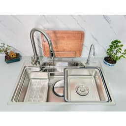 Chậu Rửa Bát Inox Chống Xước GENTO: GT04 – 7848 Premium | TẶNG VÒI ROSLERER RL-168 3