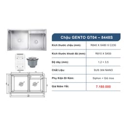 CHẬU RỬA GENTO GT04-8448S | HAI HỐ LỆCH 3