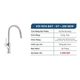 VÒI RỬA GENTO GT-206 NEW | CHẤT LIỆU CAO CẤP | PHONG CÁCH HIỆN ĐẠI 6