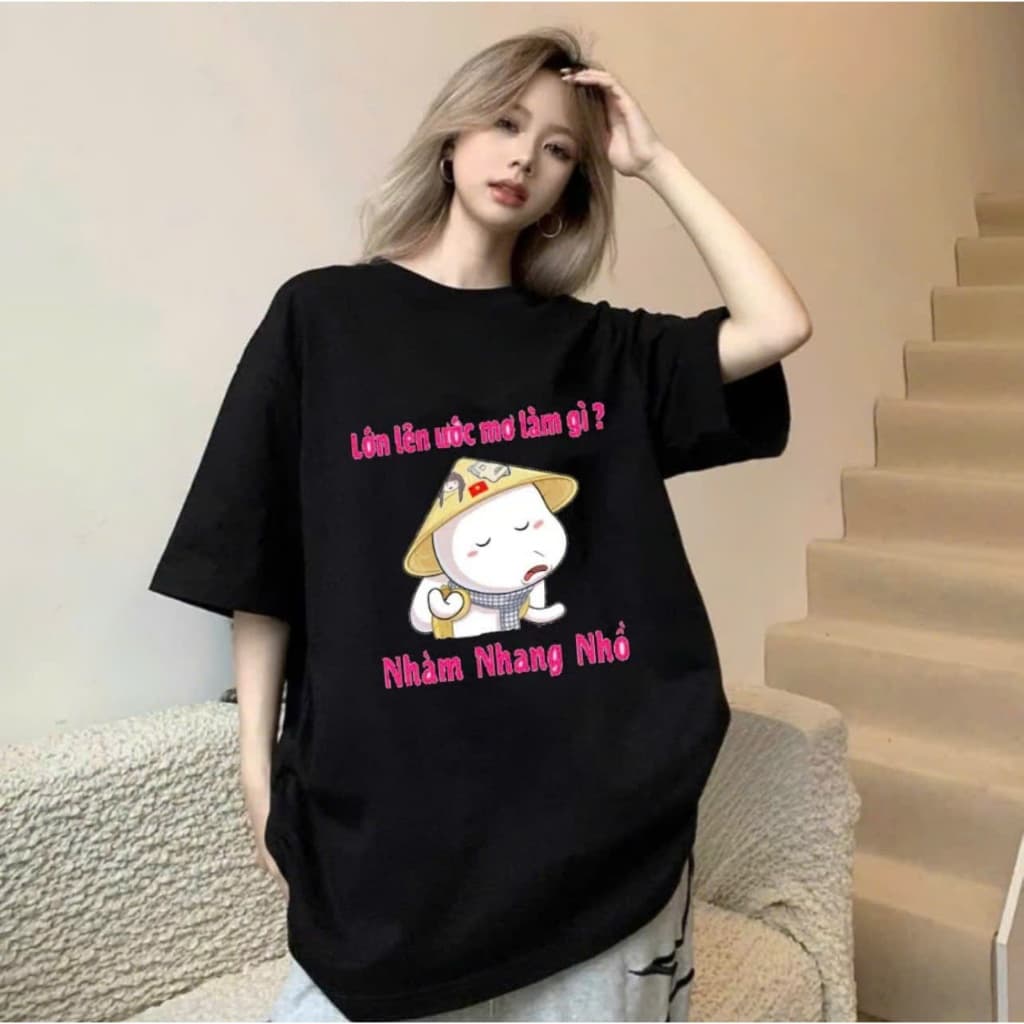 Áo thun slogan lớn lên ước mơ làm gì – Câu nói hài hước meme, unisex nam nữ, chất cotton 100%