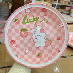 Bộ chén dĩa hoạ tiết Thỏ hồng Lucky  bát đĩa sứ Decor, Chén dĩa dễ thương, Bát ăn cơm 4