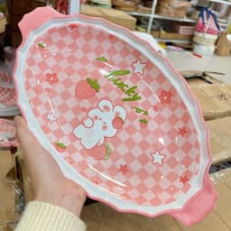 Bộ chén dĩa hoạ tiết Thỏ hồng Lucky  bát đĩa sứ Decor, Chén dĩa dễ thương, Bát ăn cơm 2