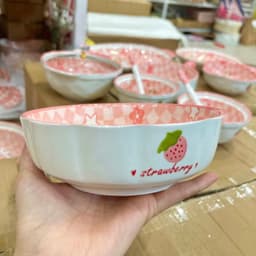 Bộ chén dĩa hoạ tiết Thỏ hồng Lucky  bát đĩa sứ Decor, Chén dĩa dễ thương, Bát ăn cơm 8