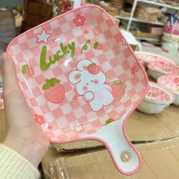 Bộ chén dĩa hoạ tiết Thỏ hồng Lucky  bát đĩa sứ Decor, Chén dĩa dễ thương, Bát ăn cơm 6