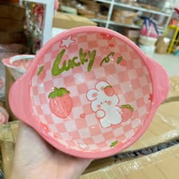 Bộ chén dĩa hoạ tiết Thỏ hồng Lucky  bát đĩa sứ Decor, Chén dĩa dễ thương, Bát ăn cơm 9