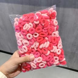Gói 500 chun buộc tóc thun cột tóc len xù màu sắc tươi sáng đáng yêu cho bé 6