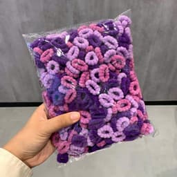 Gói 500 chun buộc tóc thun cột tóc len xù màu sắc tươi sáng đáng yêu cho bé 5