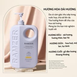 Sữa Tắm RAMZER Amino Acid Hương Nước Hoa  2in1 chai 1lml siêu thơm và lưu hương 2