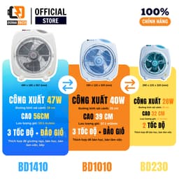Quạt bàn đảo Senko BD1010 40W, Quạt hộp đảo gió chuyển hướng điện 3 cấp gió bảo hành 24 tháng 3