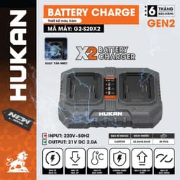 Sạc đôi HUKAN G2-S20X2, Công suất 2A, Bảo vệ dòng, Có quạt tản nhiệt - Dùng cho pin chân phổ thông 1
