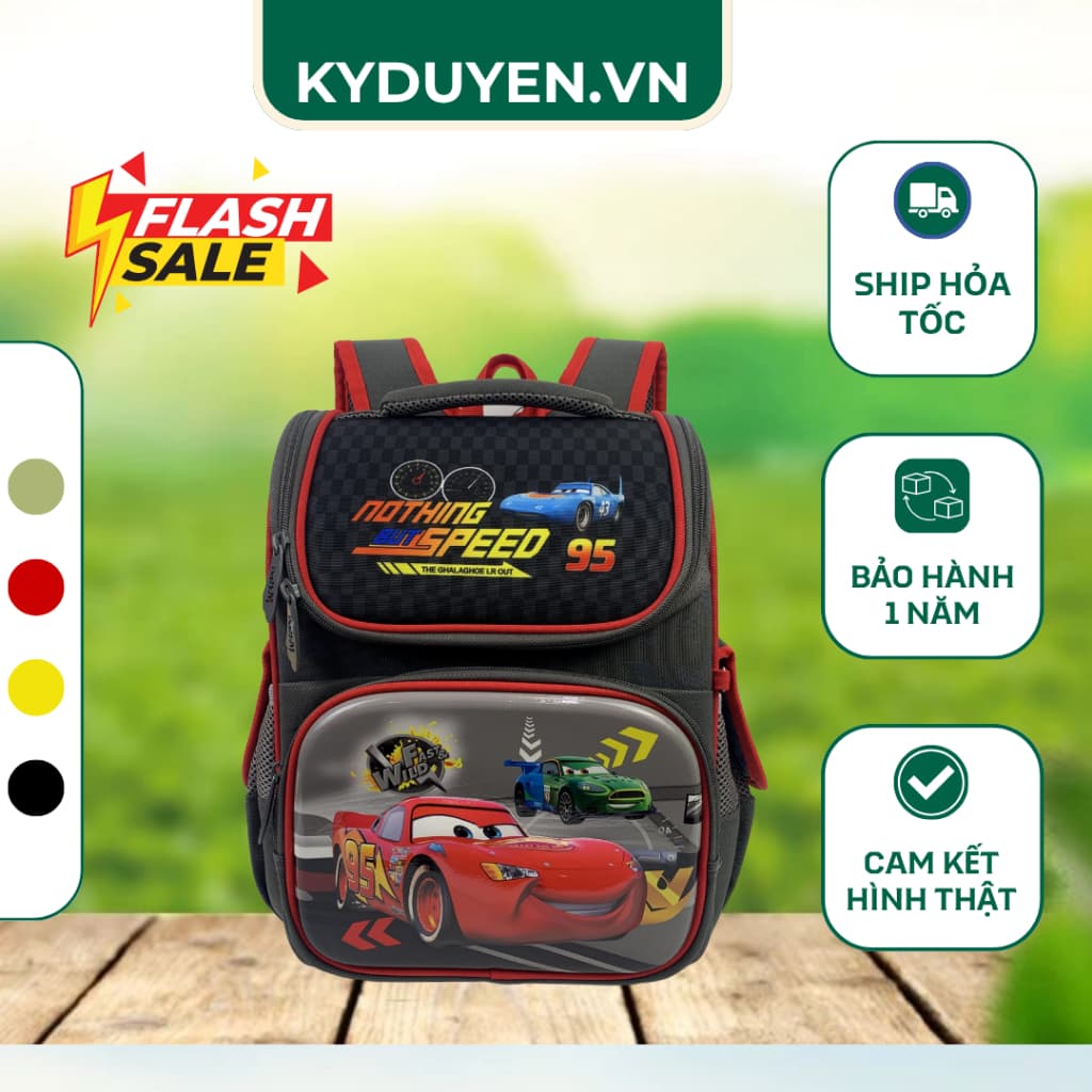 Balo học sinh nam Cars chống gù Feitong – siêu nhẹ, chống nước, 3 ngăn rộng rãi cho bé tiểu học - Kỳ Duyên