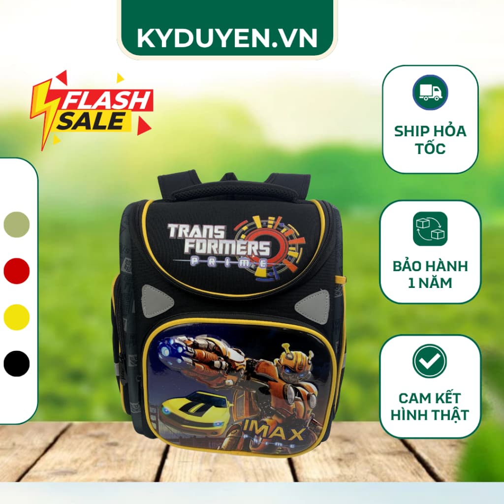 Balo học sinh Transformers chống gù Feitong – siêu nhẹ, chống nước, hình người máy Bumblebee cực ngầu cho bé trai