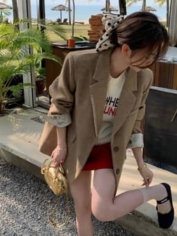 [Sẵn] Áo Khoác Dạ Dáng Vest Nữ Thiết Kế Cho Người Nhỏ Nhắn Phong Cách Cổ Điển Sang Trọng Đi Đà Lạt Thu Đông Chali AD53 4