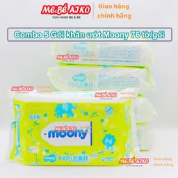 Set 5 gói Khăn ướt Moony nội địa Nhật gói 80 tờ/gói - Giao Mẫu Ngẫu Nhiên 1