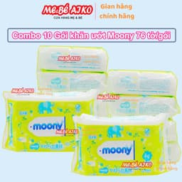 (Combo Sỉ Tiết Kiệm) Combo 10 Gói Khăn Ướt MOONY NHẬT BẢN 76TỜ/GÓI 99% Nước Tinh Khiết - Giao Mẫu Ngẫu Nhiên 1