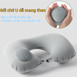 Gối bơm hơi tự động,gối chữ U,gối du lịch,gối bơm hơi,không cần thổi miệng,gấp gọn tiện mang theo 1