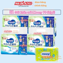 Thùng 32 Gói Khăn Ướt Moony Mềm Mại 76 tờ/gói Cho Bé Từ Sơ Sinh - Giao Mẫu Ngẫu Nhiên 1