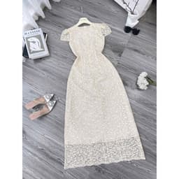 Đầm ren hoa nhí dáng dài Xukadress, váy ren thanh lịch dịu dàng cho nữ đi làm đi chơi 6