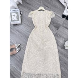 Đầm ren hoa nhí dáng dài Xukadress, váy ren thanh lịch dịu dàng cho nữ đi làm đi chơi 7