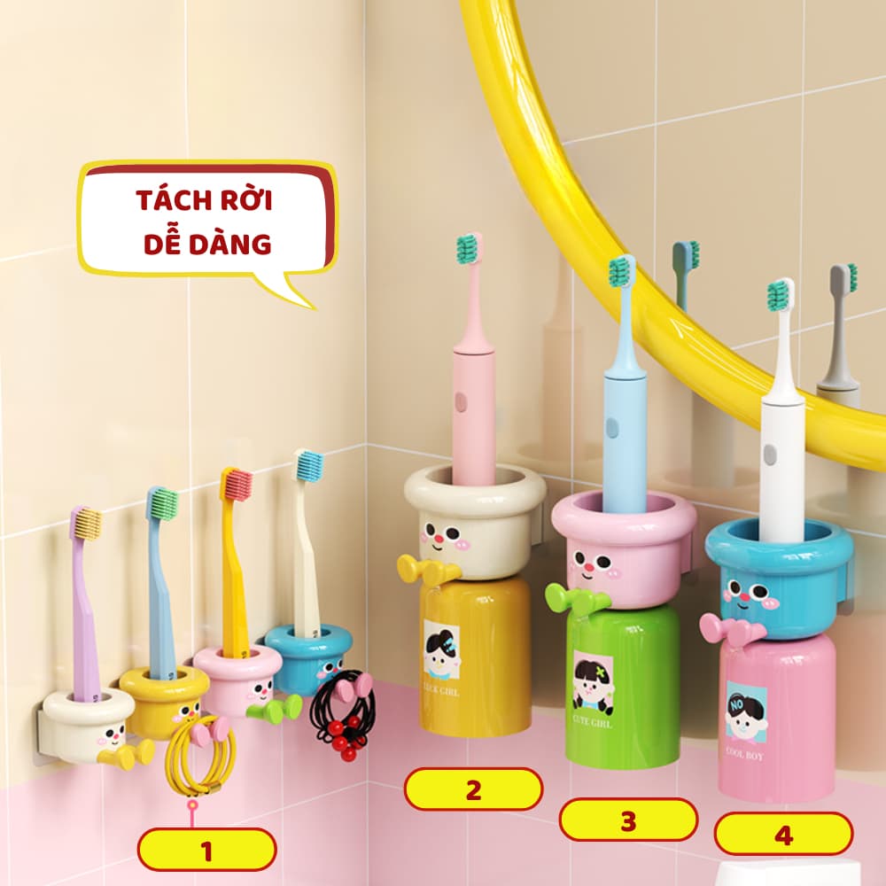 Kệ để bàn chải đánh răng giá để bàn chải đánh răng decor trang trí nhà tắm giúp bé thích đánh răng hơn