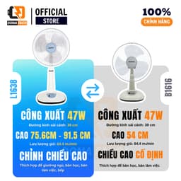 | Hỏa tốc | Quạt đứng Senko L1638 47W lồng 40cm 3 cấp gió điều chỉnh độ cao bảo hành 24 tháng 3