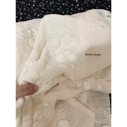 𝑨𝒏𝒏 𝑺𝒕𝒖𝒅𝒊𝒐   𝐖𝐆𝐖𝐄] Áo Thun Ren Hoa WG.WE 7350, Áo Thun Dài Tay Thêu Hoa Chất Ren Mềm Mỏng Co Giãn 5