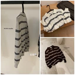 𝑨𝒏𝒏 𝑺𝒕𝒖𝒅𝒊𝒐 𝐖𝐆𝐖𝐄Áo Len Cổ Polo Dài Tay Kẻ Sọc Ngang 7245, Áo Len Nữ Tay Dài Cổ Bẻ Kẻ Màu Phong Cách Hàn Quốc 4