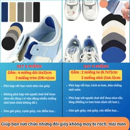 Miếng dán sửa chữa giày vải lông nhung. Miếng lót vá vết bị bục, bị rách (giày thể thao, giày vải) 9
