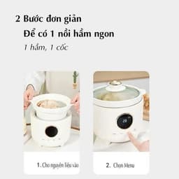 Nồi Nấu Chậm 1,5L Nineshield KB-NC02 Chính Hãng - Nấu Cháo, Hầm, Hấp, Chưng Yến Cho Bé Ruột Sứ Tráng Men, Bảo Hành 12 Th 3
