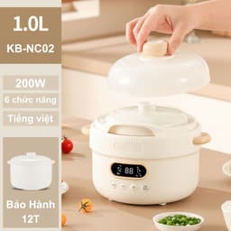 Nồi Nấu Chậm 1,5L Nineshield KB-NC02 Chính Hãng - Nấu Cháo, Hầm, Hấp, Chưng Yến Cho Bé Ruột Sứ Tráng Men, Bảo Hành 12 Th 5