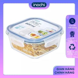 Hộp Thủy Tinh Vuông Inochi – Nikko Cao Cấp | Kín Hơi – Chịu Nhiệt Tốt – Bảo Quản Thực Phẩm An Toàn 3