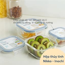 Hộp Thủy Tinh Vuông Inochi – Nikko Cao Cấp | Kín Hơi – Chịu Nhiệt Tốt – Bảo Quản Thực Phẩm An Toàn 2
