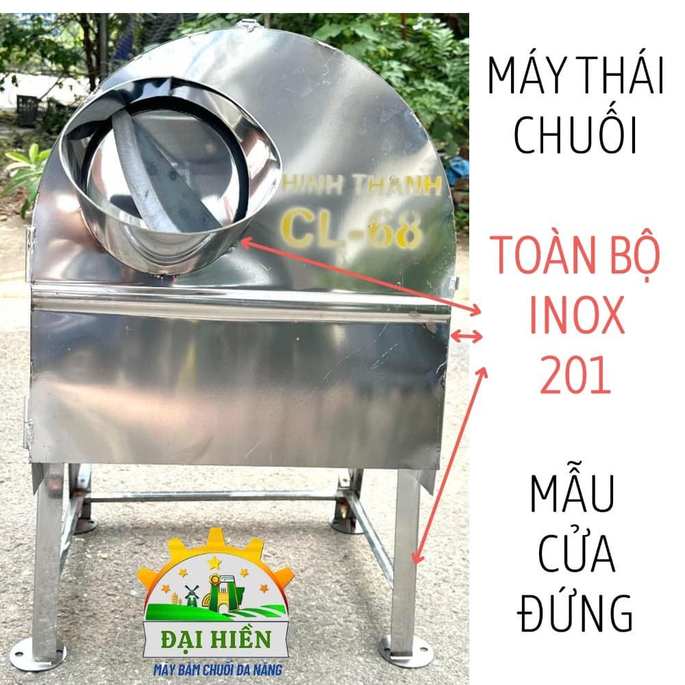 Máy Thái Chuối TOÀN BỘ INOX 201 Động Cơ 1,5kW - Mẫu Máy Cửa Đứng INOX . Máy 2 Chức Năng : Băm Rau Bèo , Cỏ Voi