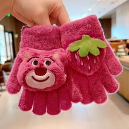 Găng Tay Cho Bé Họa Tiết Gấu Dâu Dễ Thương Cute Mềm Mịn Giữ Ấm Cho Bé 8