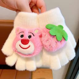 Găng Tay Cho Bé Họa Tiết Gấu Dâu Dễ Thương Cute Mềm Mịn Giữ Ấm Cho Bé 6